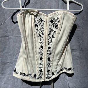 Vintage embroidered ivory bustier size medium